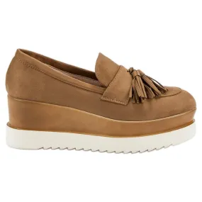 Corina Camel loafers met sleehak bruin