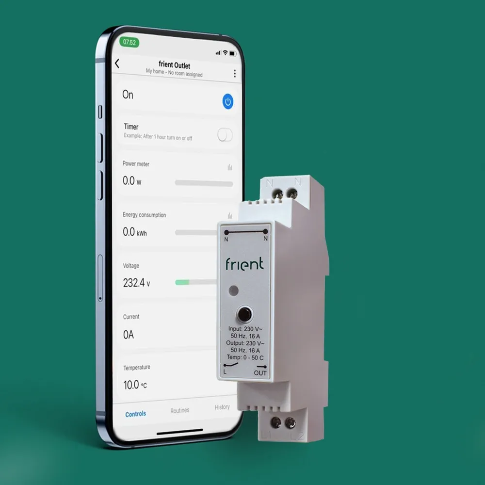 Frient Smart DIN Relay relais (Lichtgrijs, Zigbee 3.0)