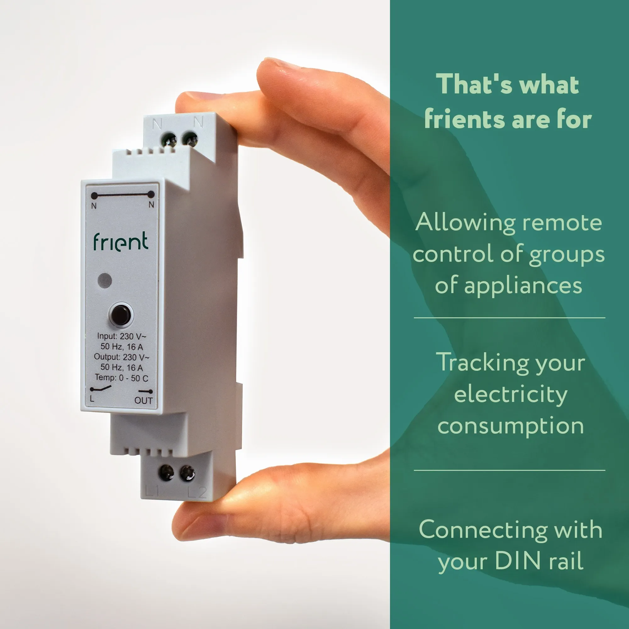 Frient Smart DIN Relay relais (Lichtgrijs, Zigbee 3.0)