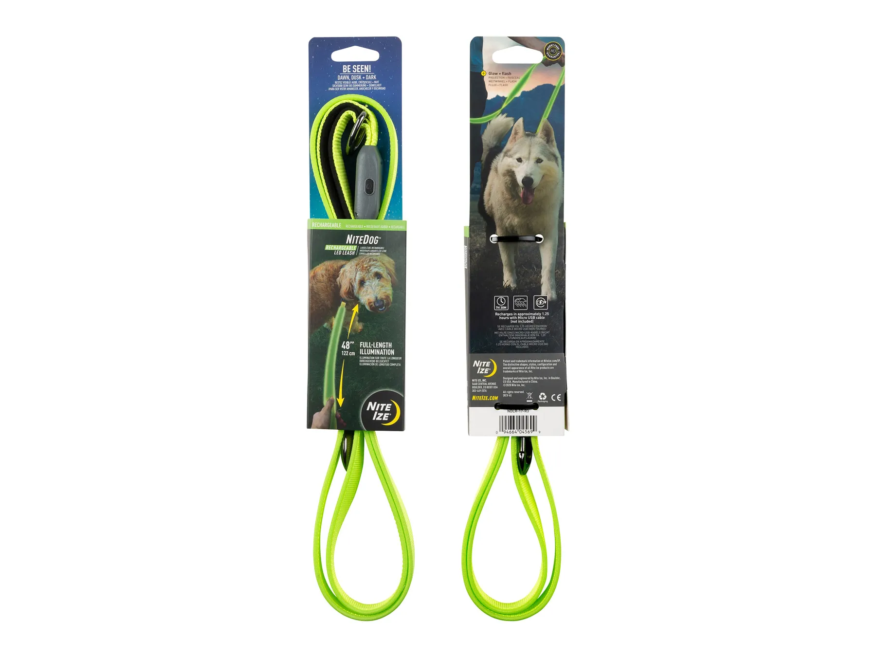 ITE IZE  NITEDOG  LED RIEM OPLAADBAAR  GROEN  122CM