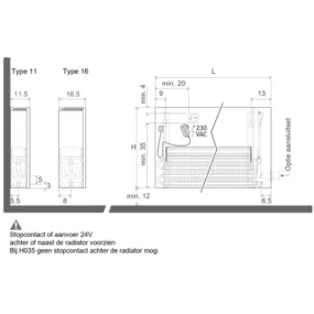 Jaga Strada Hybrid convector type 11 wand H95 L110 grijsACO 2582W