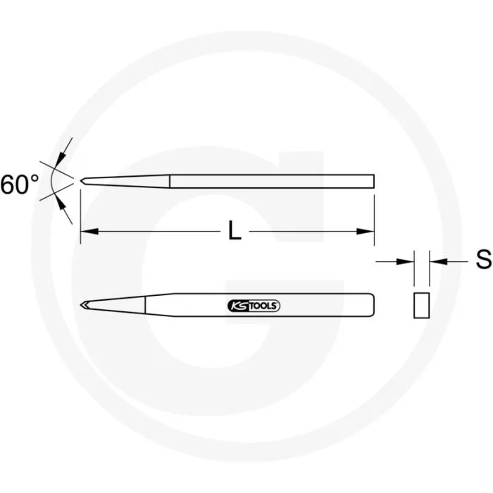 KS TOOLS TEGELBEITEL, 4KANT, 8X200 MM  GEHARDE SLAGKOP