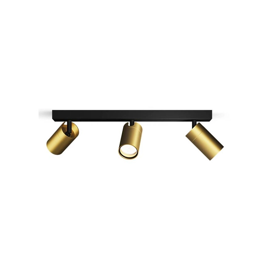 PHILIPS  BADKAMER SPOT IDRIS 3XGU10/5W/230V IP44 ZWART/GOUD