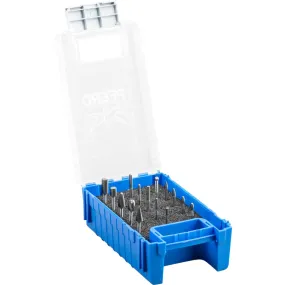 SET KLEINE STIFTFREZEN SCHACHT-D. 3 MM 15-DELIG HARDMETAAL VERTANDING 5 KUNSTSTOF CASSETTE(NL+BE)