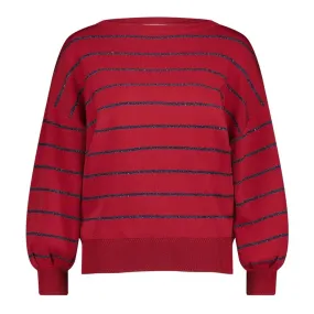  Studio Anneloes Farah stripe lurex pullover Rood