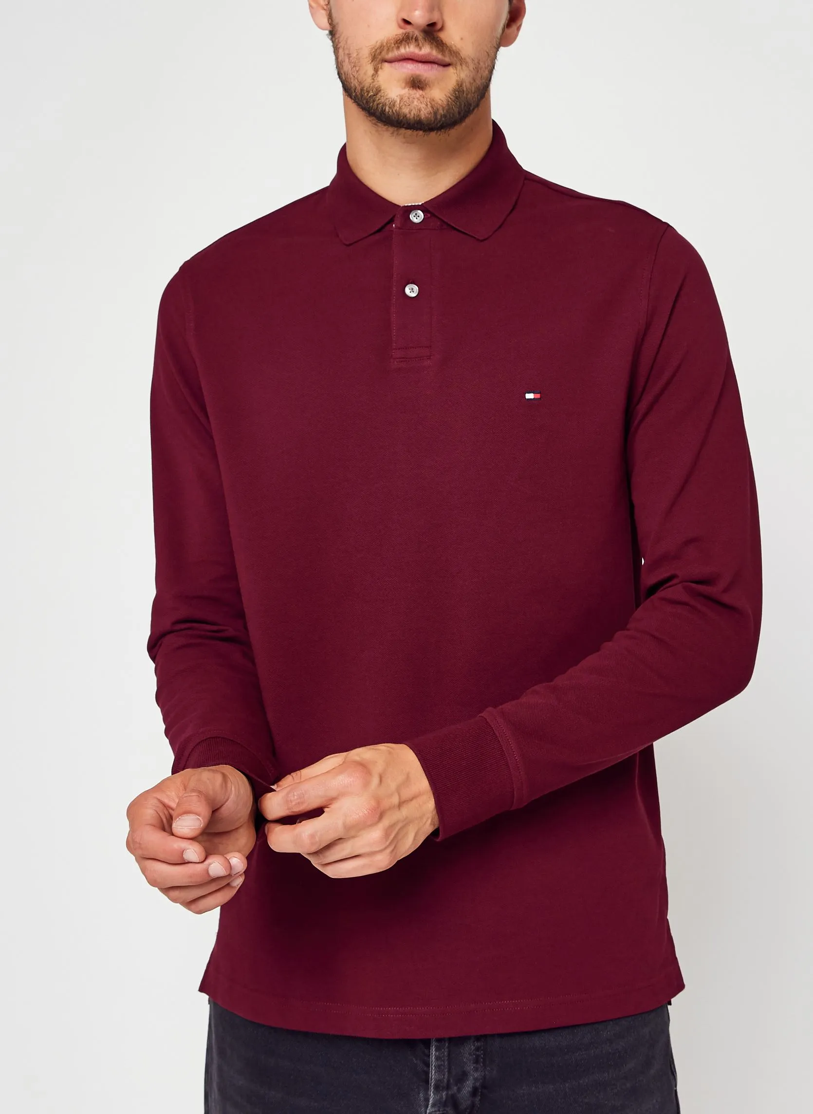      TOMMY HILFIGER 1985 REGULAR LS POLO  BORDEAUX   