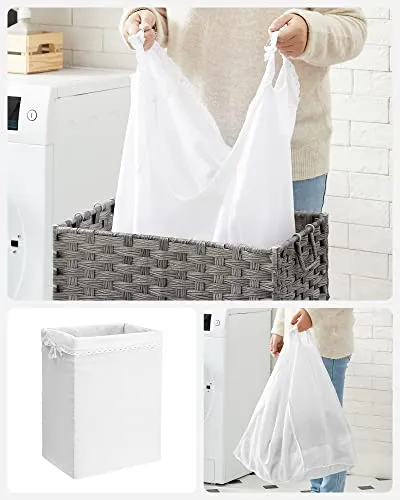 WASMAND  90 LITER  WASVERZAMELAAR  UITNEEMBARE BINNENZAK  2 WASZAKKEN VAN STOF  GRIJS